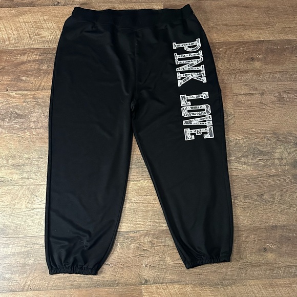 Luscious Cream Pants - Black Joggers with Graphic Print